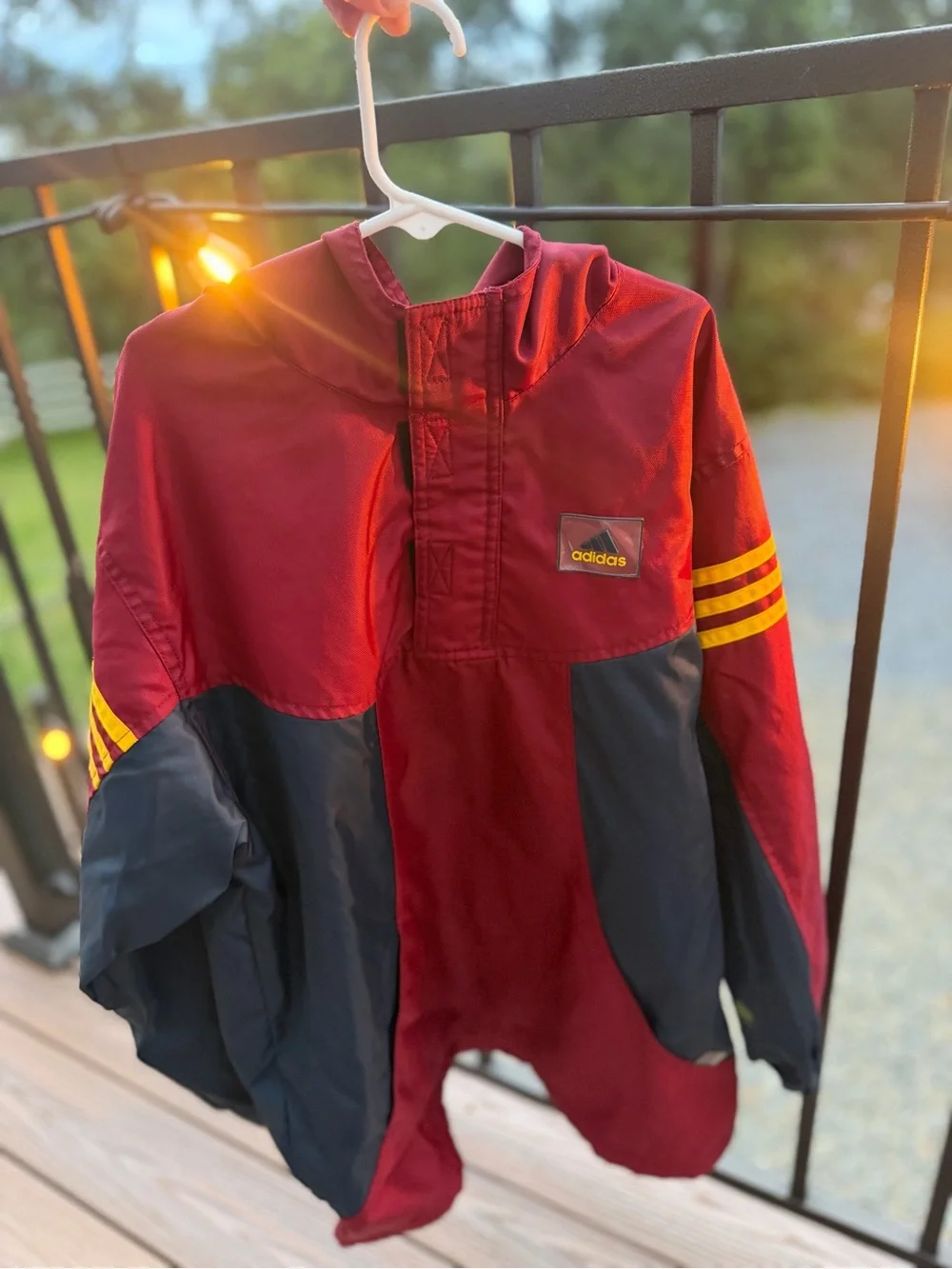 ADIDAS | M 10-12 | Red Navy Pullover Windbreaker Athletic Youth Shell Jacket